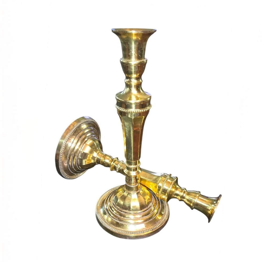 Decorative Crafts, Inc. VTG Made In India Pair of Ornate Brass‎ Candlesticks 10"